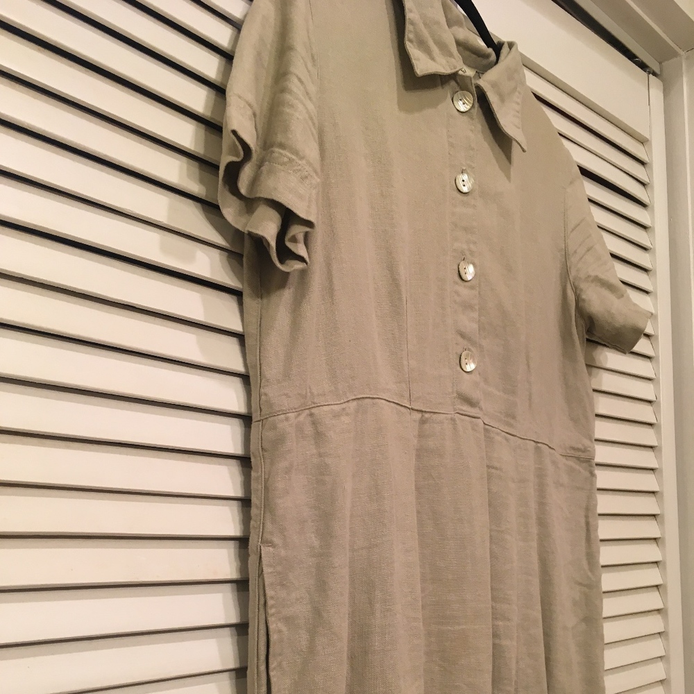 90's Linen midi dress with pockets